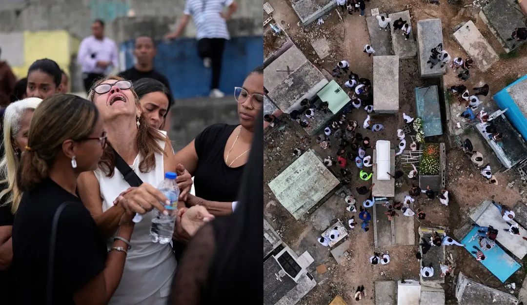 Family and friends grieve during the burial service for victims of the Jet Set nightclub roof collapse | Photo: AP