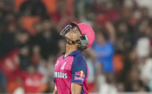 Rajasthan Royals' Yashasvi Jaiswal reacts after being clean bowled during an Indian Premier League (IPL) 2025 cricket match between Rajasthan Royals and Punjab Kings, in New Chandigarh on Saturday, April 5, 2025. | Photo: PTI