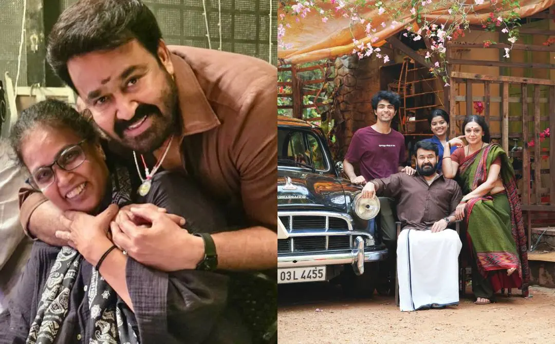 ബ്രിന്ദയും മോഹൻലാലും, തുടരും എന്ന ചിത്രത്തിന്റെ പോസ്റ്റർ | ഫോട്ടോ: Instagram, മാതൃഭൂമി