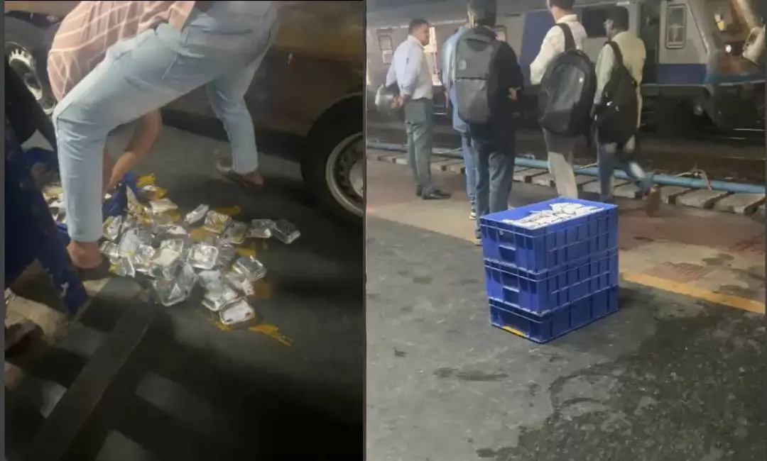 The staff attempts to collect the spilled food | Photo: Special Arrangement
