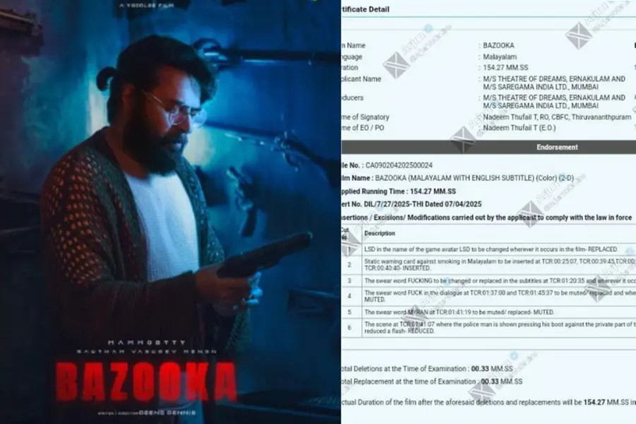Mammootty’s gangster drama 'Bazooka' faces 6 cuts before release