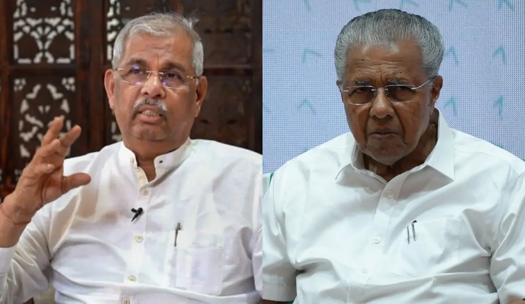 Kerala Governor Rajendra Arlekar (L) and Chief Minister Pinarayi Vijayan (R)