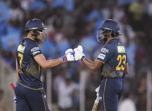 Gujarat Titans' Shubman Gill and Sai Sudharsan during the Indian Premier League (IPL) 2025 cricket match between Gujarat Titans and Sunrisers Hyderabad, in Ahmedabad, Friday, May 2, 2025. | Photo: PTI