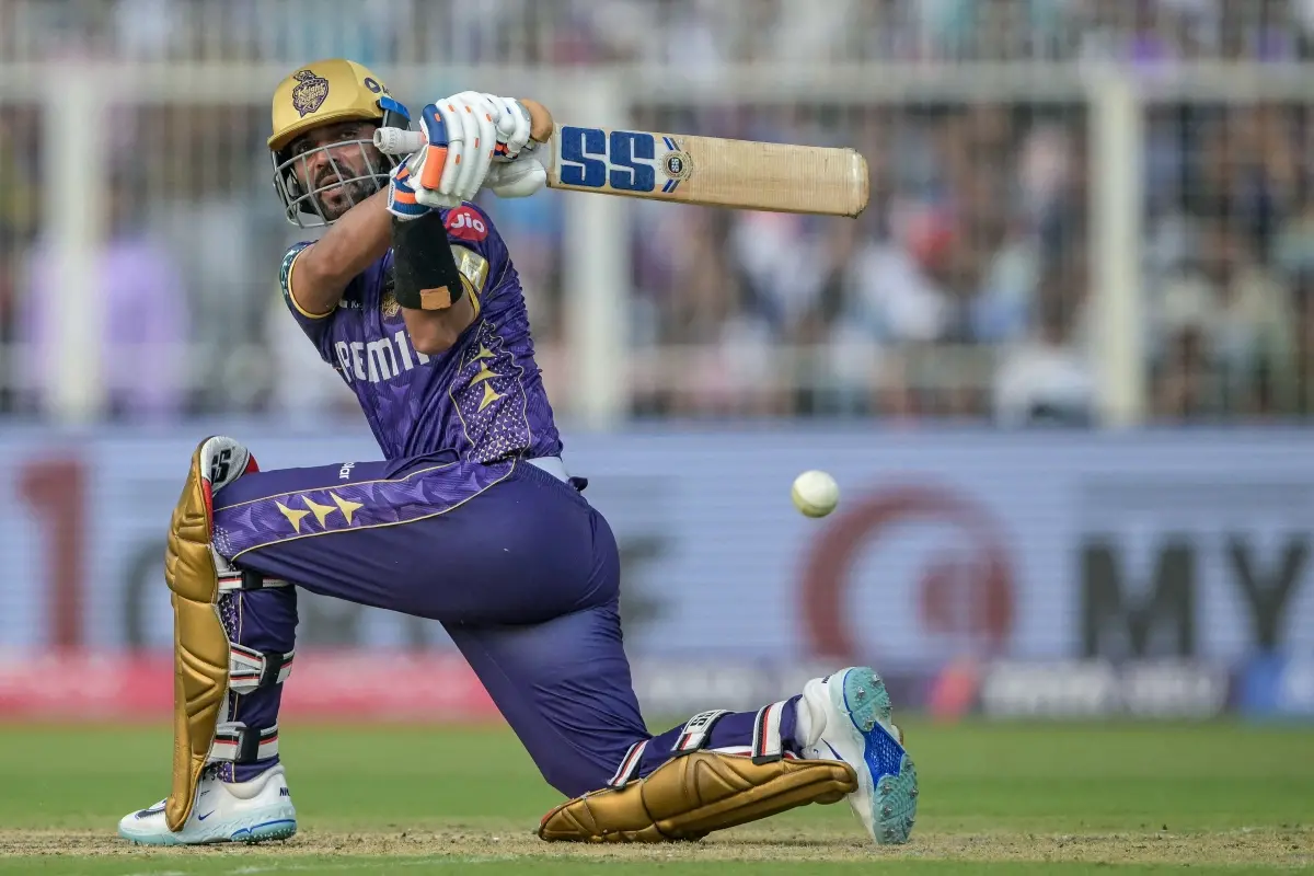 Kolkata Knight Riders' captain Ajinkya Rahane plays a shot during the IPL match between Kolkata Knight Riders and Rajasthan Royals | Photo: AFP