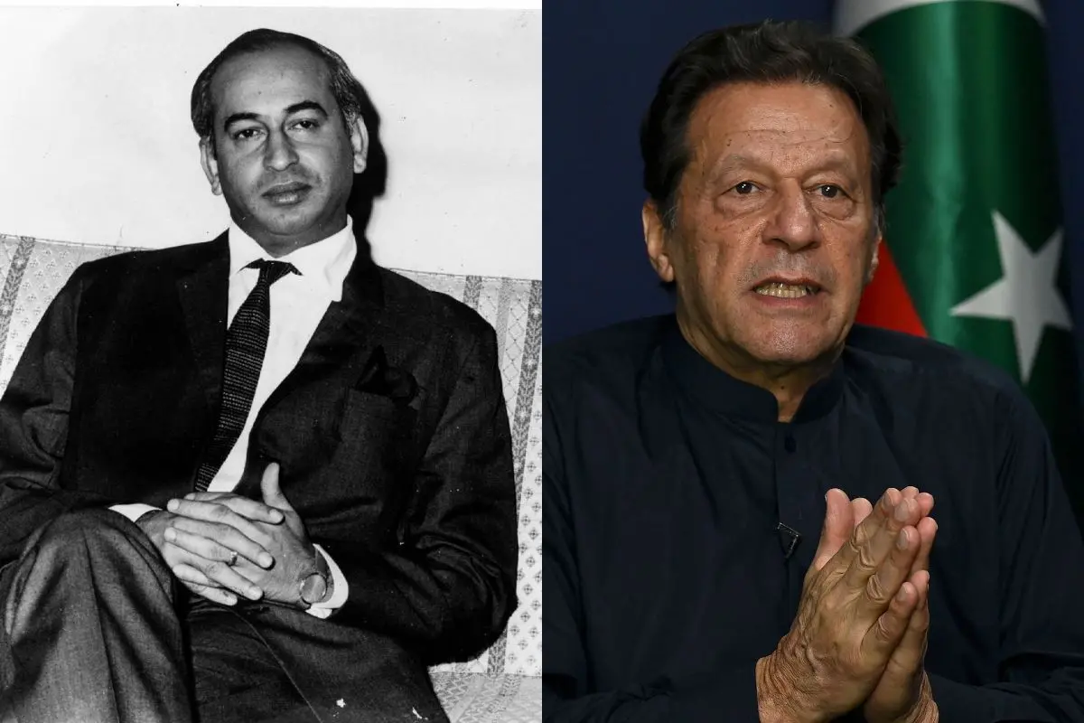 Former Pakistan Prime Ministers Zulfikkar Ali Bhutto and Imran Khan | Photo: AFP