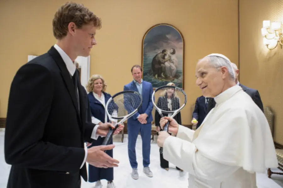 Pope Leo XIV, an avid tennis player and fan, meets World No. 1 Jannik Sinner