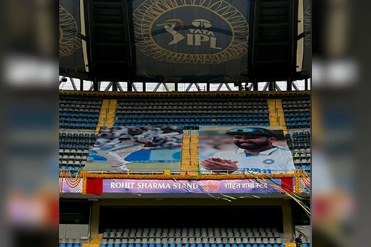 Rohit Sharma Stand unveiled at Mumbai's Wankhede Stadium | Photo: X/ ANI
