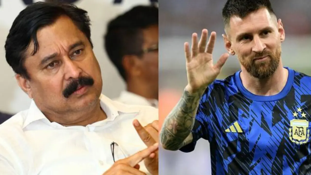From (L) Kerala Sports Minister V Abdurahiman, Lionel Messi | Photos: MBI/Agencies
