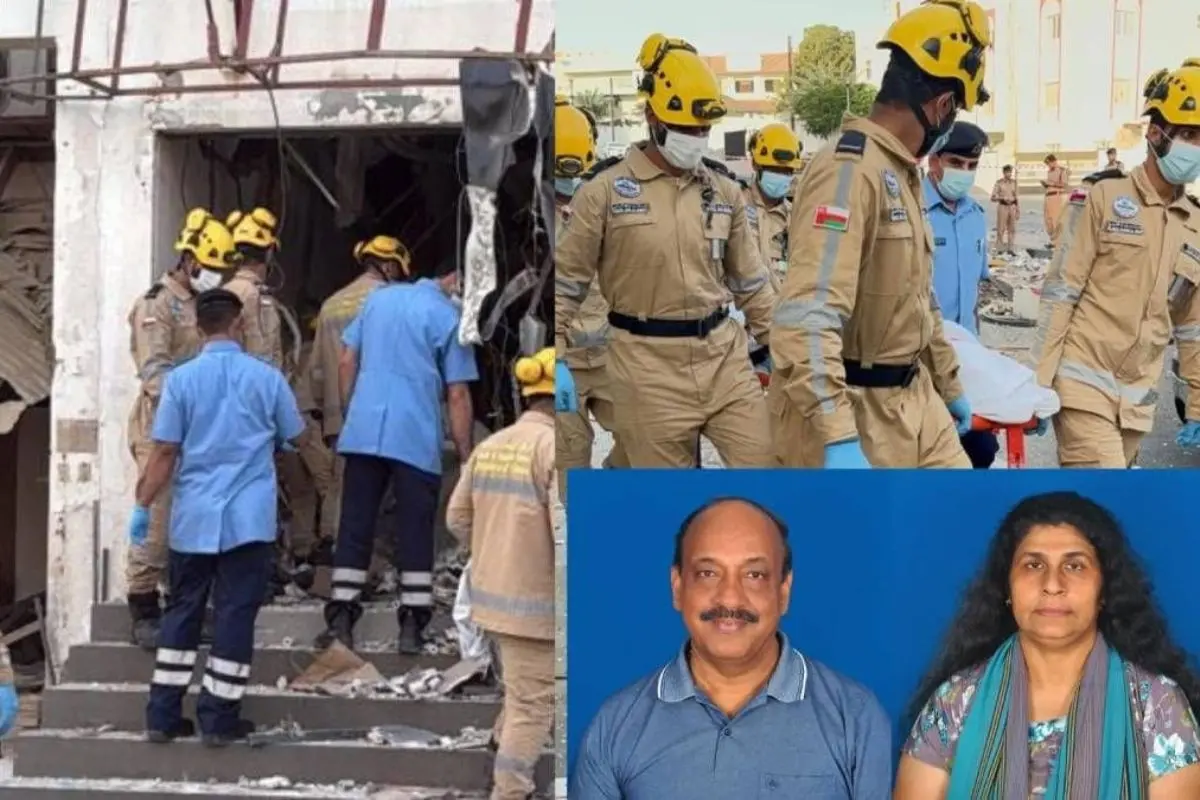 The accident spot; Deceased Pankajakshan and wife Sajitha (inset)
