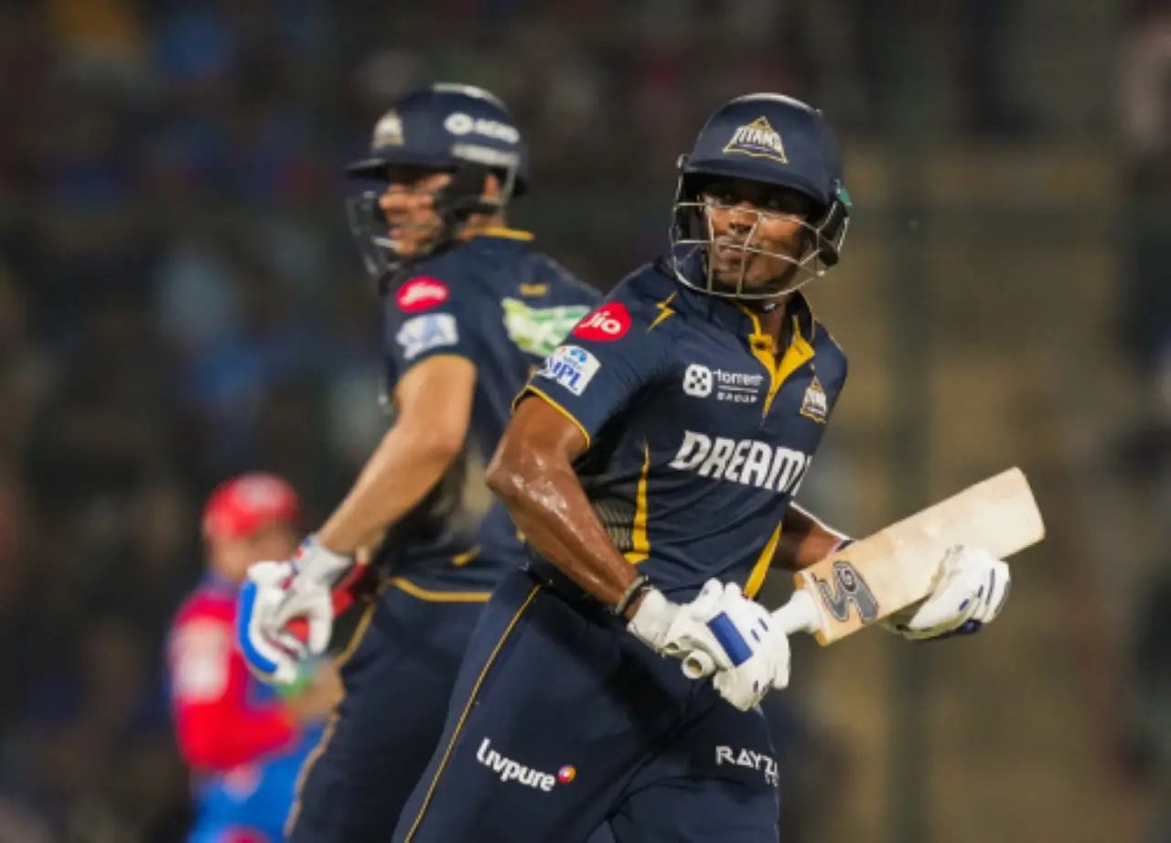 Gujarat Titans' captain Shubman Gill and Sai Sudharsan run between the wickets during an Indian Premier League (IPL) 2025 T20 cricket match between Delhi Capitals and Gujarat Titans, at the Arun Jaitley Stadium in New Delhi. | Photo: PTI