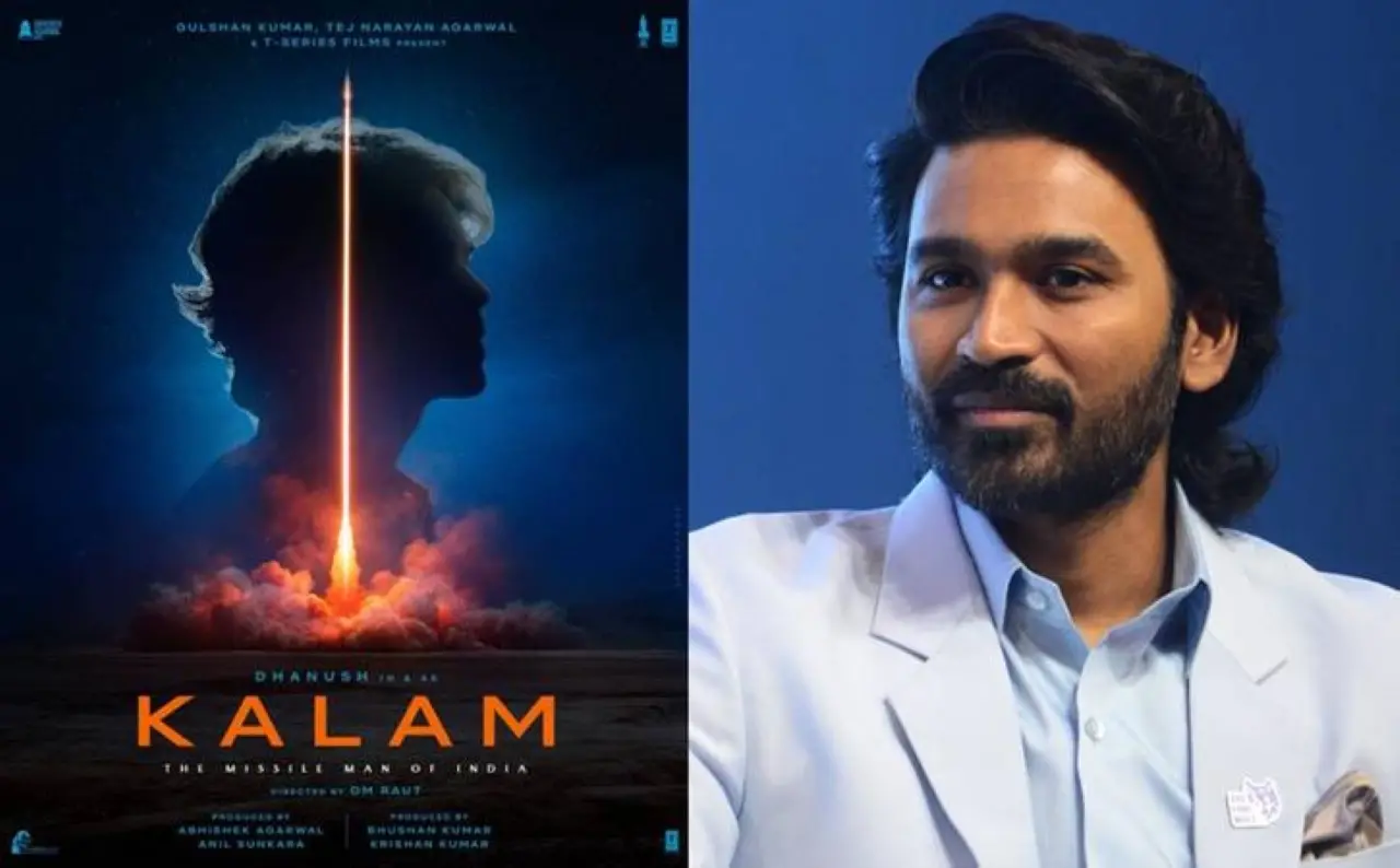 From(L) Poster of 'Kalam: The Missile Man of India'; Actor Dhanush | Photos: X/AFP