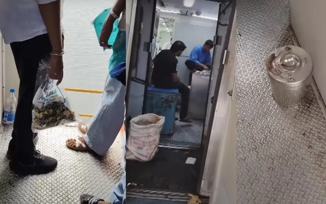Visuals of unhygienic practices captured onboard the train | Photo: Mathrubhumi News/Screengrab