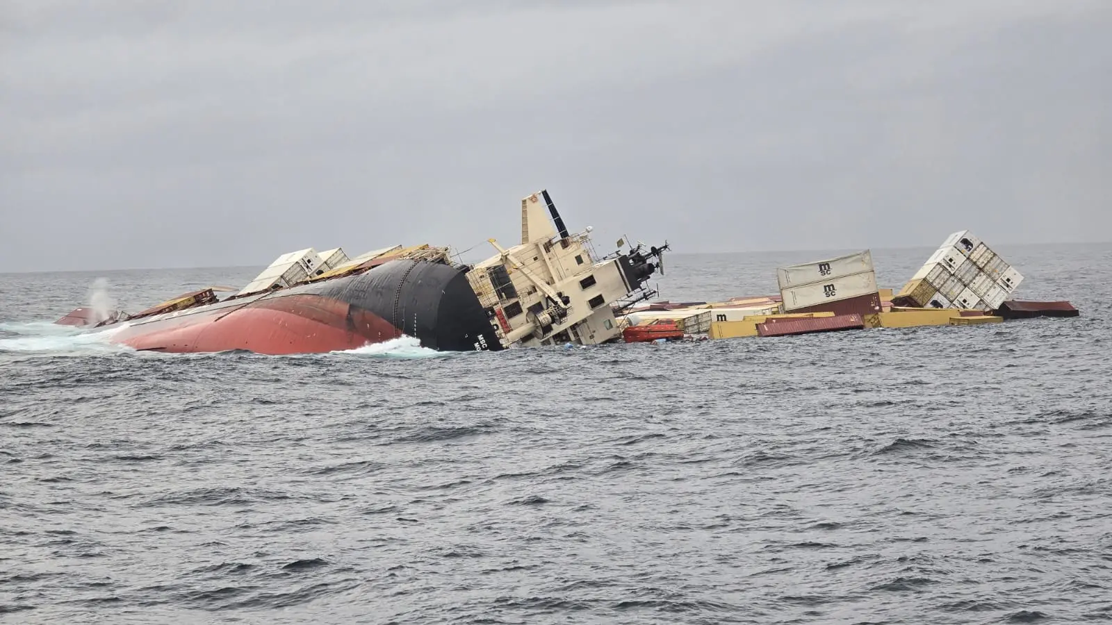 The capsized ship