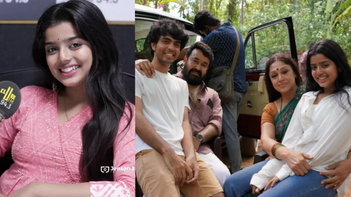From (L) Amritha Varshini; From the sets of 'Thudarum' | Photos: Instagram