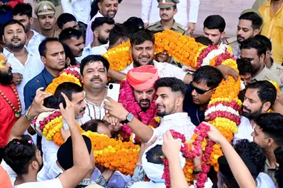 Brij Bhushan stages grand 'victory parade' in Ayodhya after court relief in POCSO case