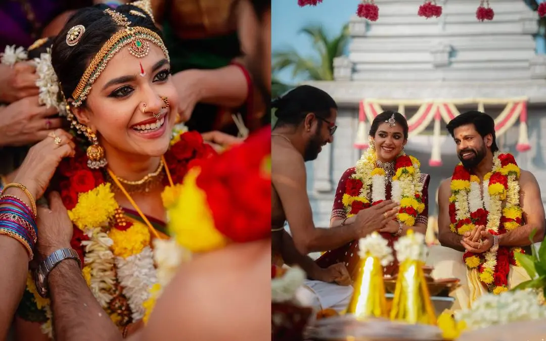 കീര്‍ത്തി സുരേഷും ആന്റണി തട്ടിലും വിവാഹവേദിയില്‍ | instagram/keerthy suresh