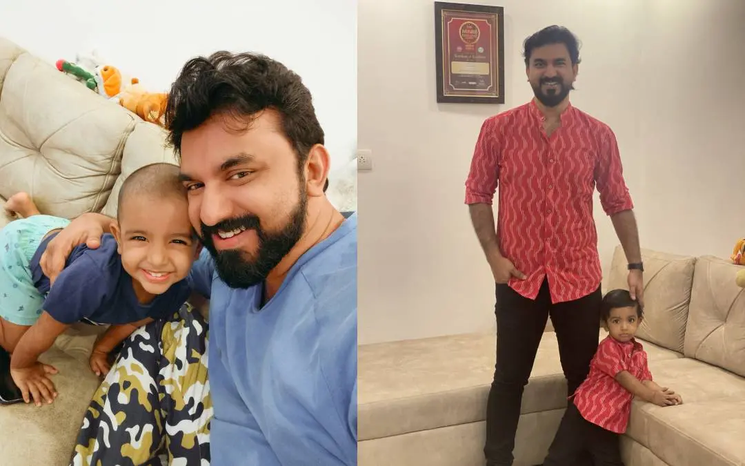 കൈലാസ് മേനോനും മകന് സമന്യു രുദ്രയും