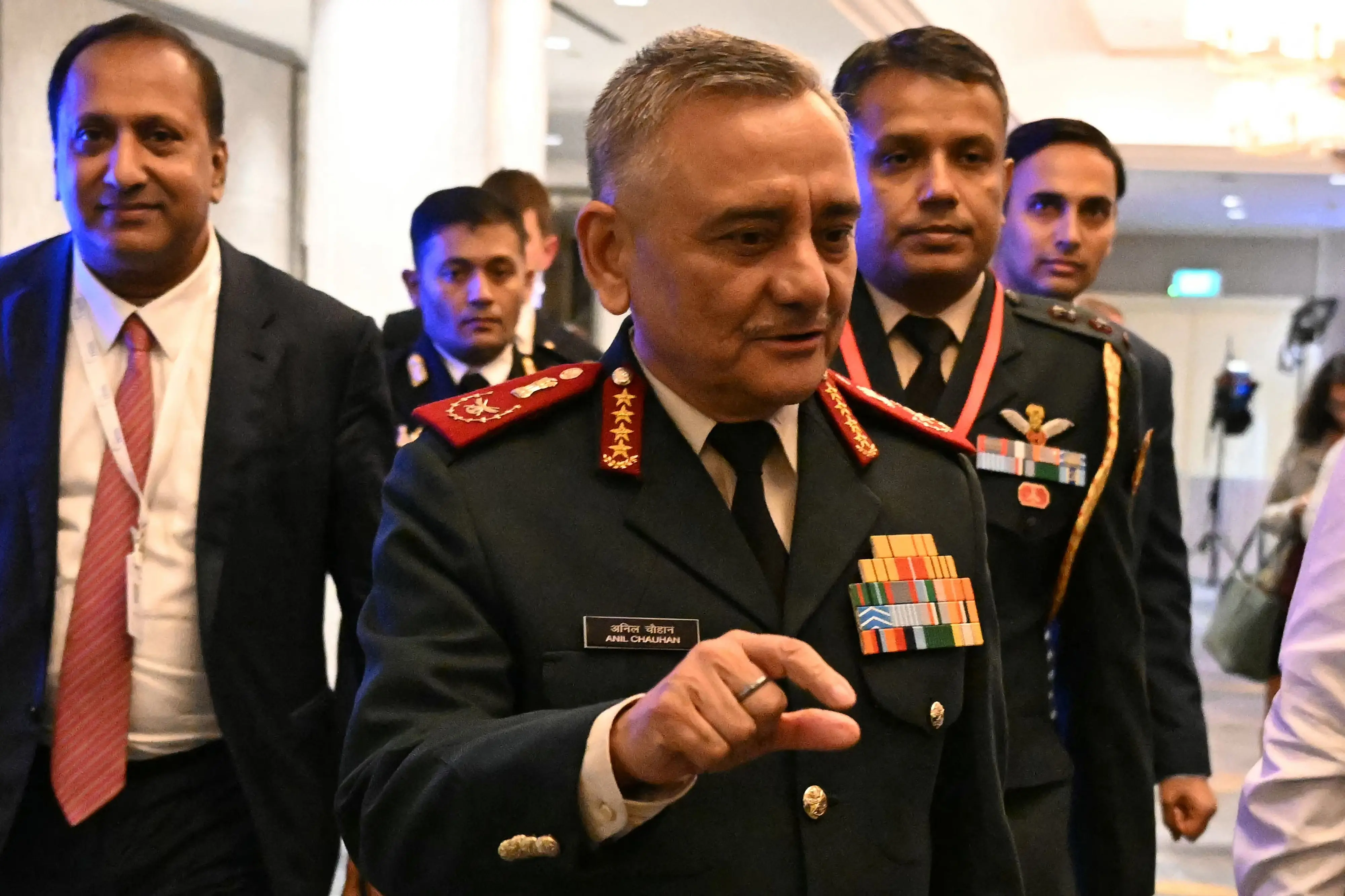 General Anil Chauhan (C), Chief of Defence Staff of Indian Armed Forces attends the Shangri-La Dialogue Summit in Singapore. | Photo: AFP
