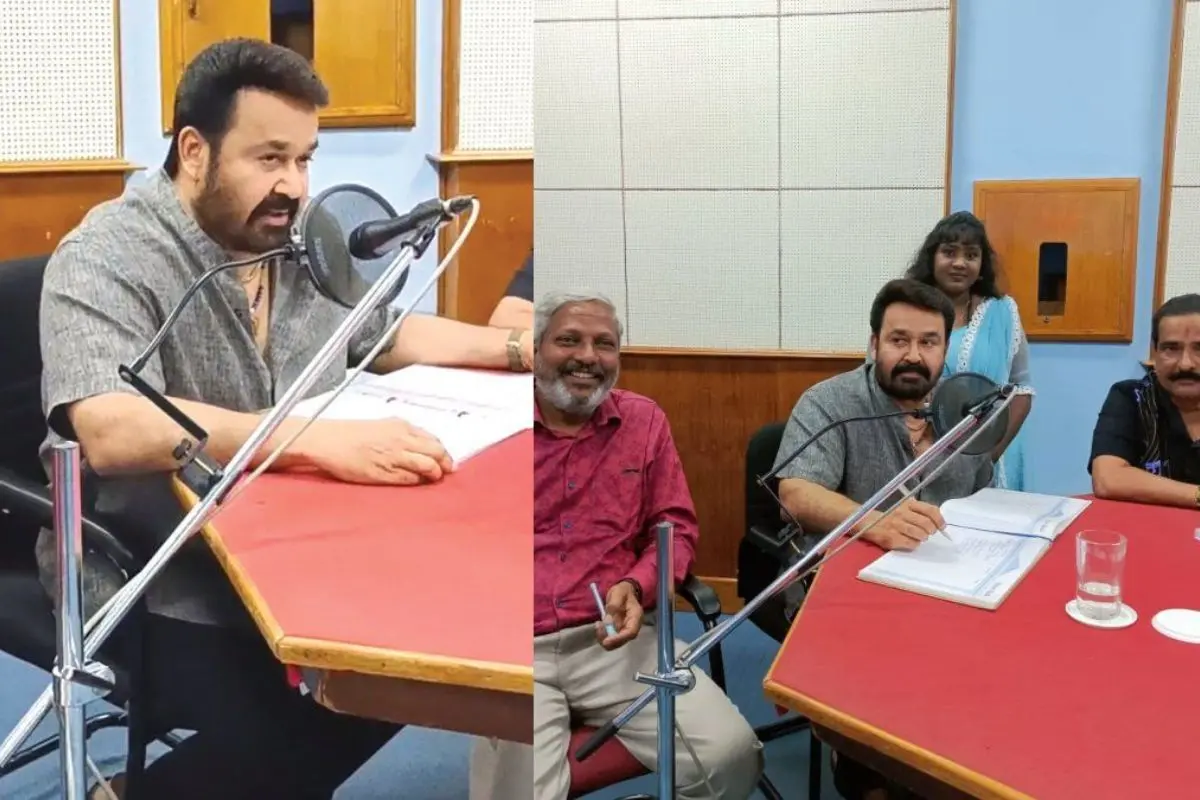 Mohanlal during recording at Akashvani (Photo: Mathrubhumi, X/ AkashvaniAIR)
