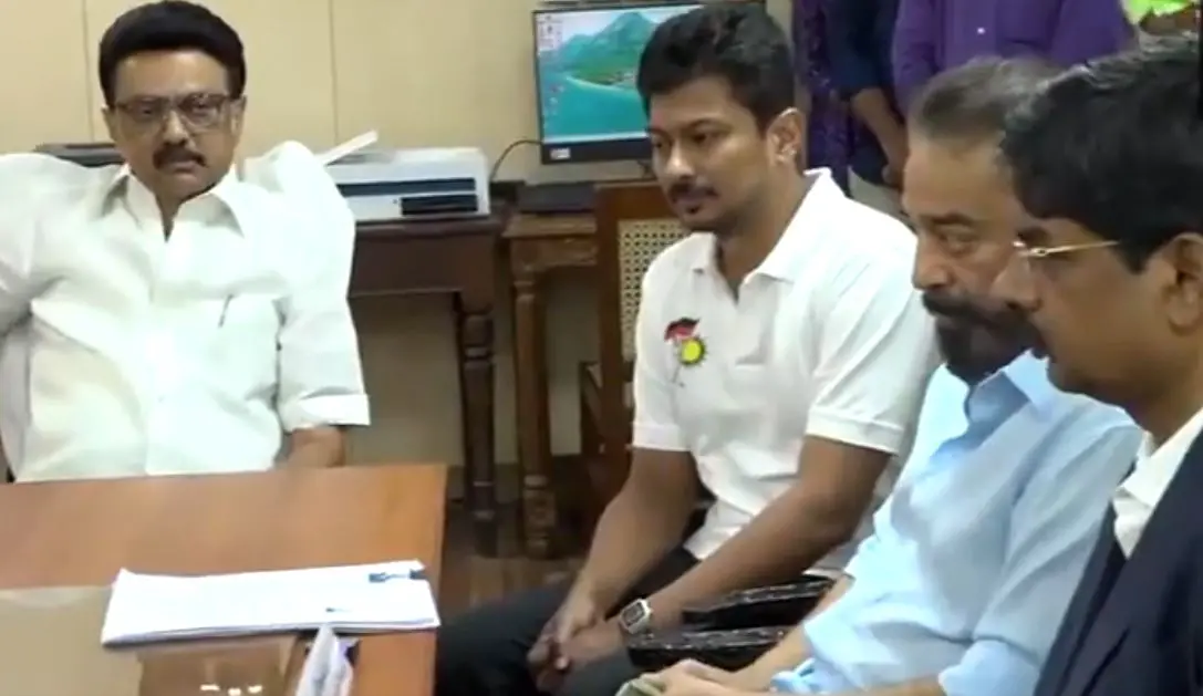 Kamal Haasan files nomination papers in the presence of TN Chief Minister MK Stalin and TN Dy CM Udhayanidhi Stalin