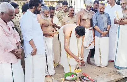 The foundation stone laying ceremony for the new shrine dedicated to the Navagrahas | Mathrubhumi