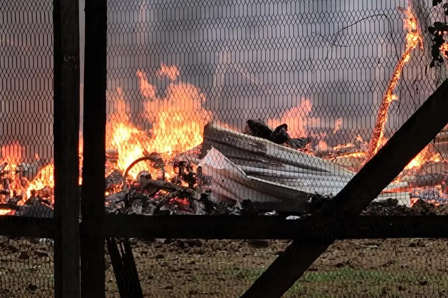 A photo of the destroyed jet circulating on Myanmar media | X