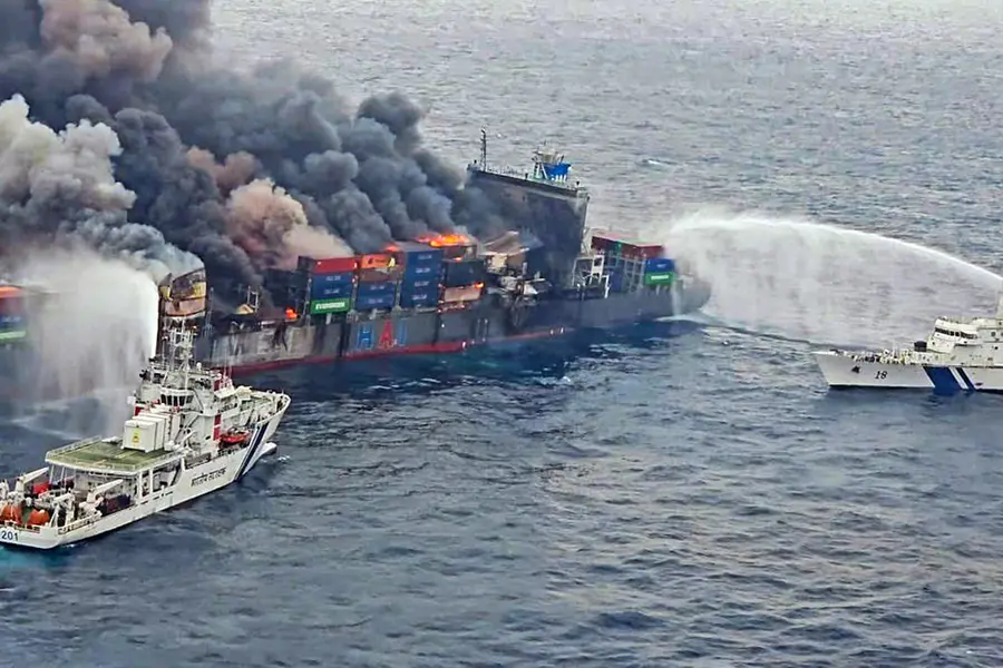 Huge relief as fire largely contained on Singapore vessel; ship slightly tilted