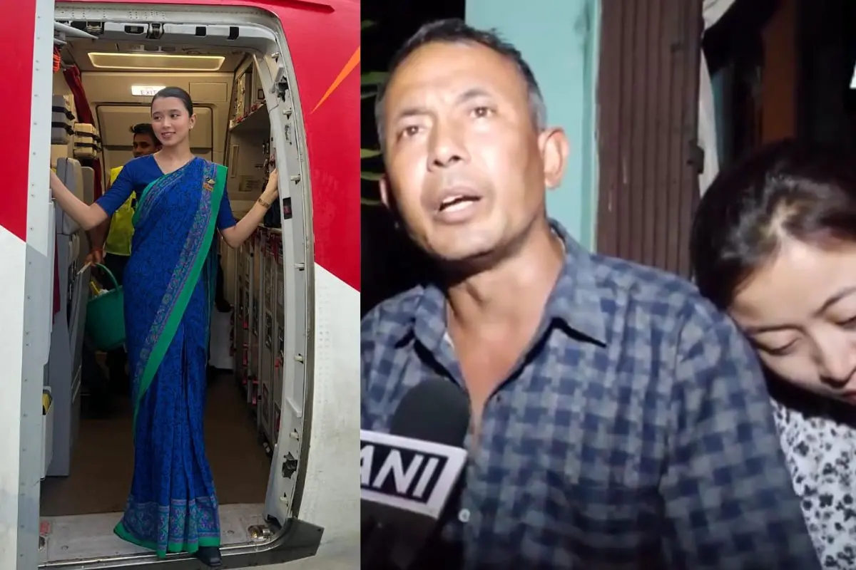Nganthoi Sharma (L) her parents (R)