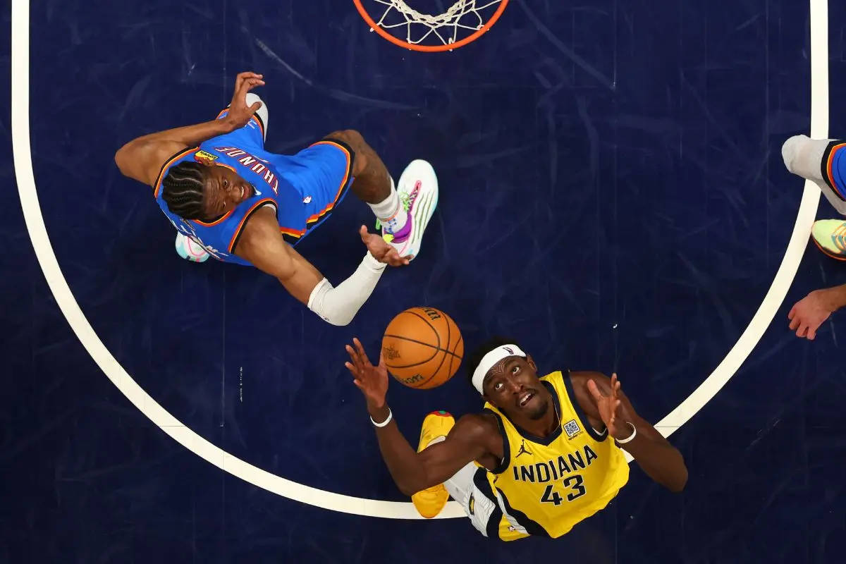 Indiana Pacers forward Pascal Siakam and Oklahoma City Thunder forward Jaylin Williams| AP
