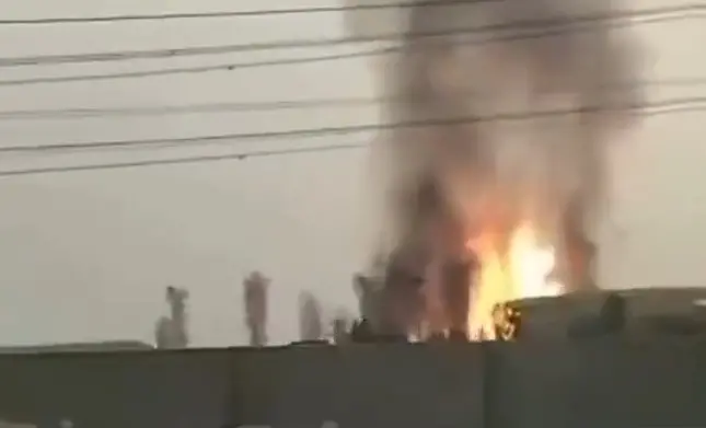 A screengrab of video allegedly showing fire at the gas field in Iran | X