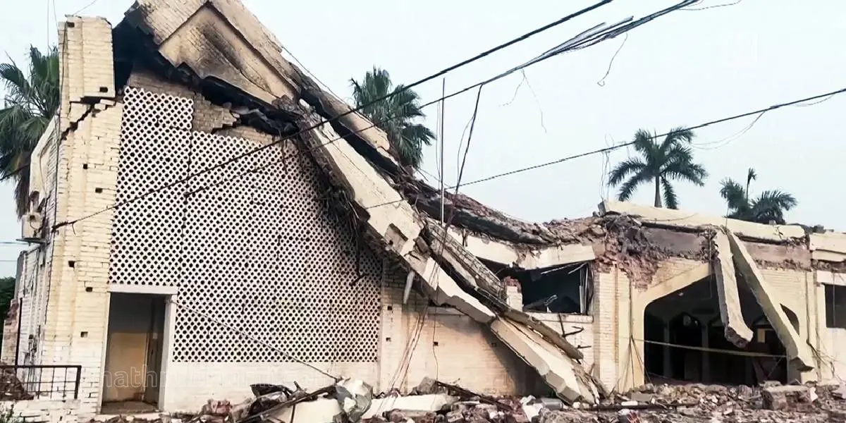 A view of a damaged Markaz Taiba, Lashkar-e-Taiba's (LeT) training centre, caused by India's precision missile strikes, carried out under 'Operation Sindoor', in Muridke | Screengrab from Reuters video