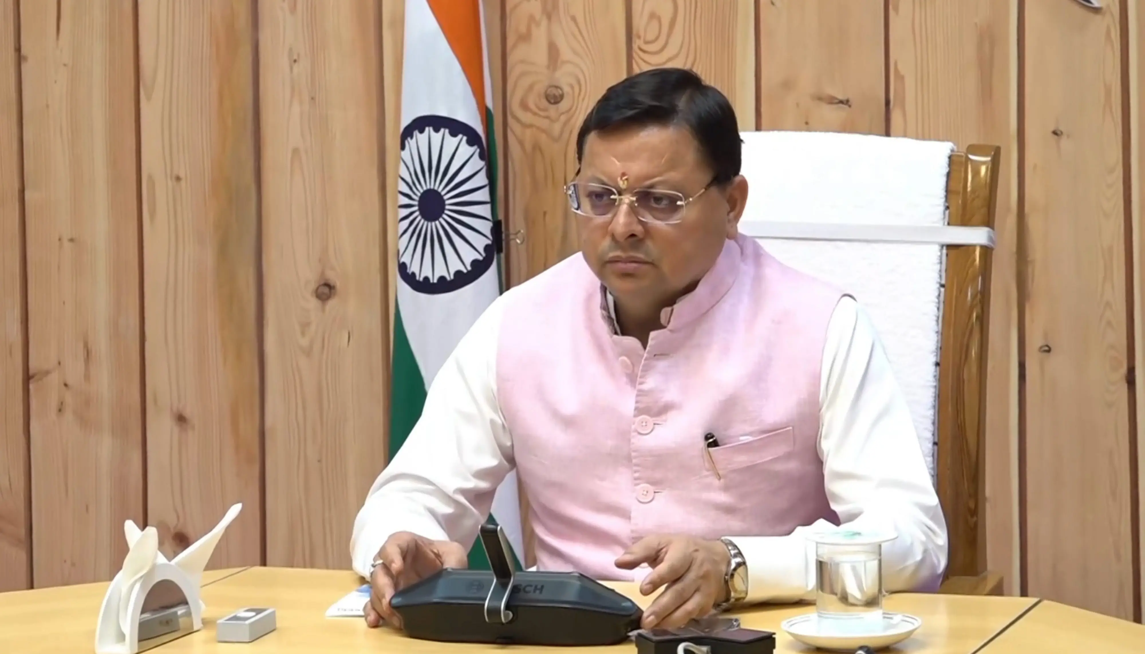 Uttarakhand Chief Minister Pushkar Singh Dhami chairs a high-level meeting regarding the helicopter crash near the Kedarnath shrine | Photo: PTI