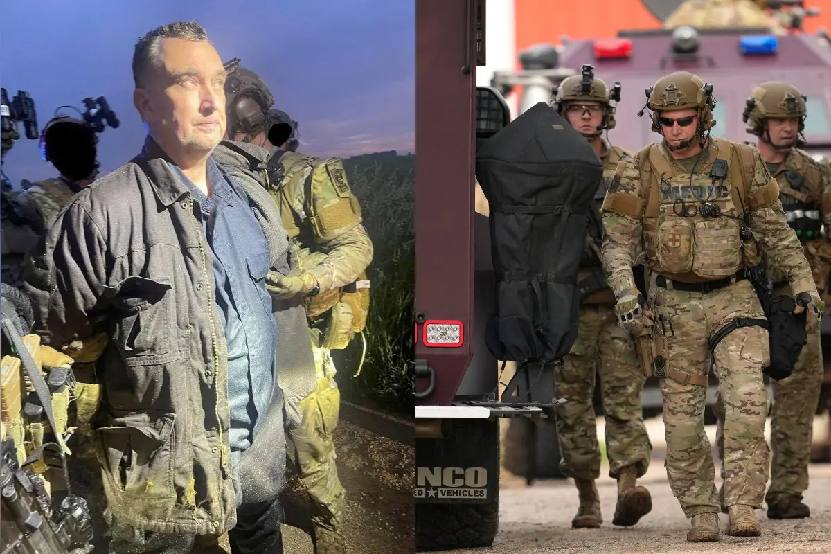 Vance Luther Boelter (L) and Members of law enforcement agencies (R) | Phoot: AP