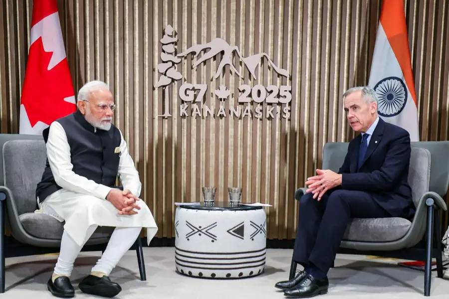 PM Modi (Left) holds a bilateral meeting with Canadian PM Mark Carney