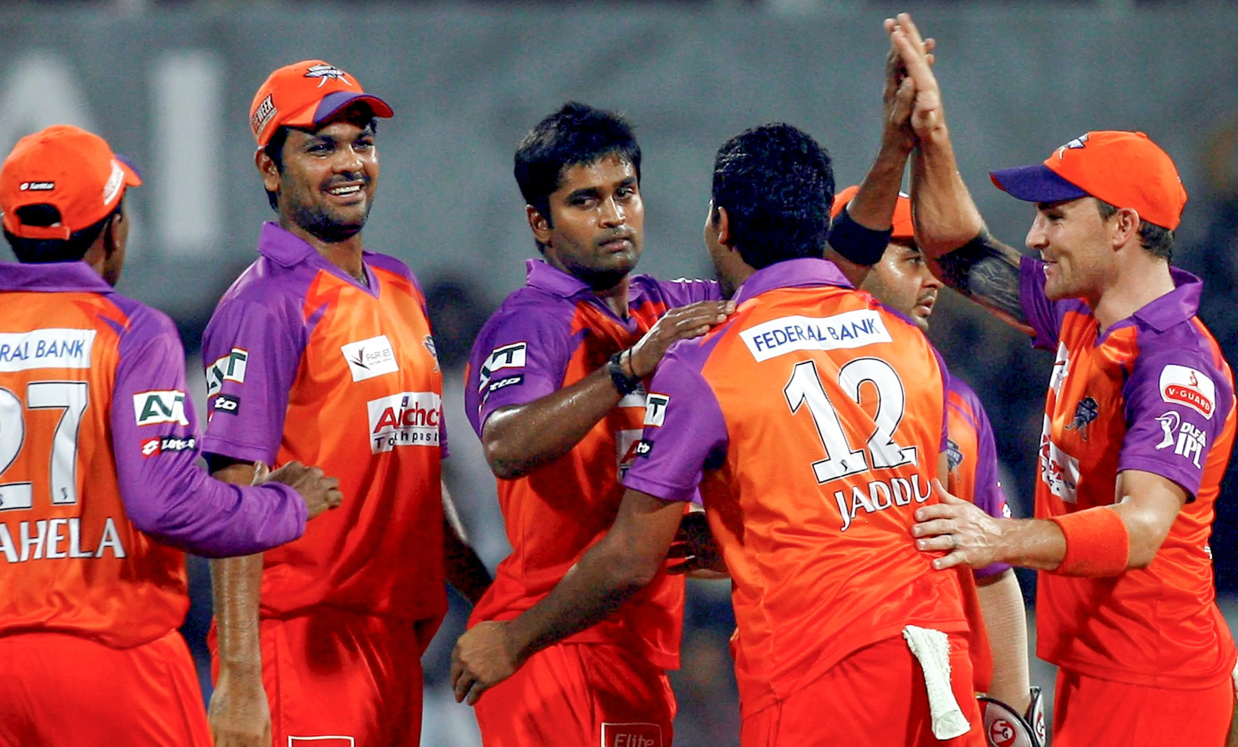 Kochi Tuskers Kerala's players celebrate a wicket during an Indian Premier League (IPL) T20 cricket match against Pune Warriors, in Mumbai, in 2011 | PTI