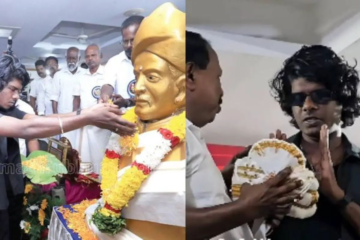 Vedan requesting organisers not to adorn him with the headgear. | Screengrab