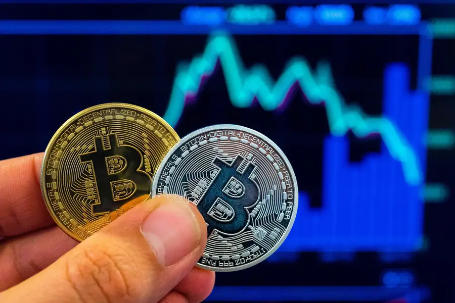 visual representation of the digital crypto-currency Bitcoin