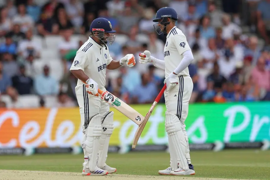 India's Rishabh Pant with batting partner Shubman Gill