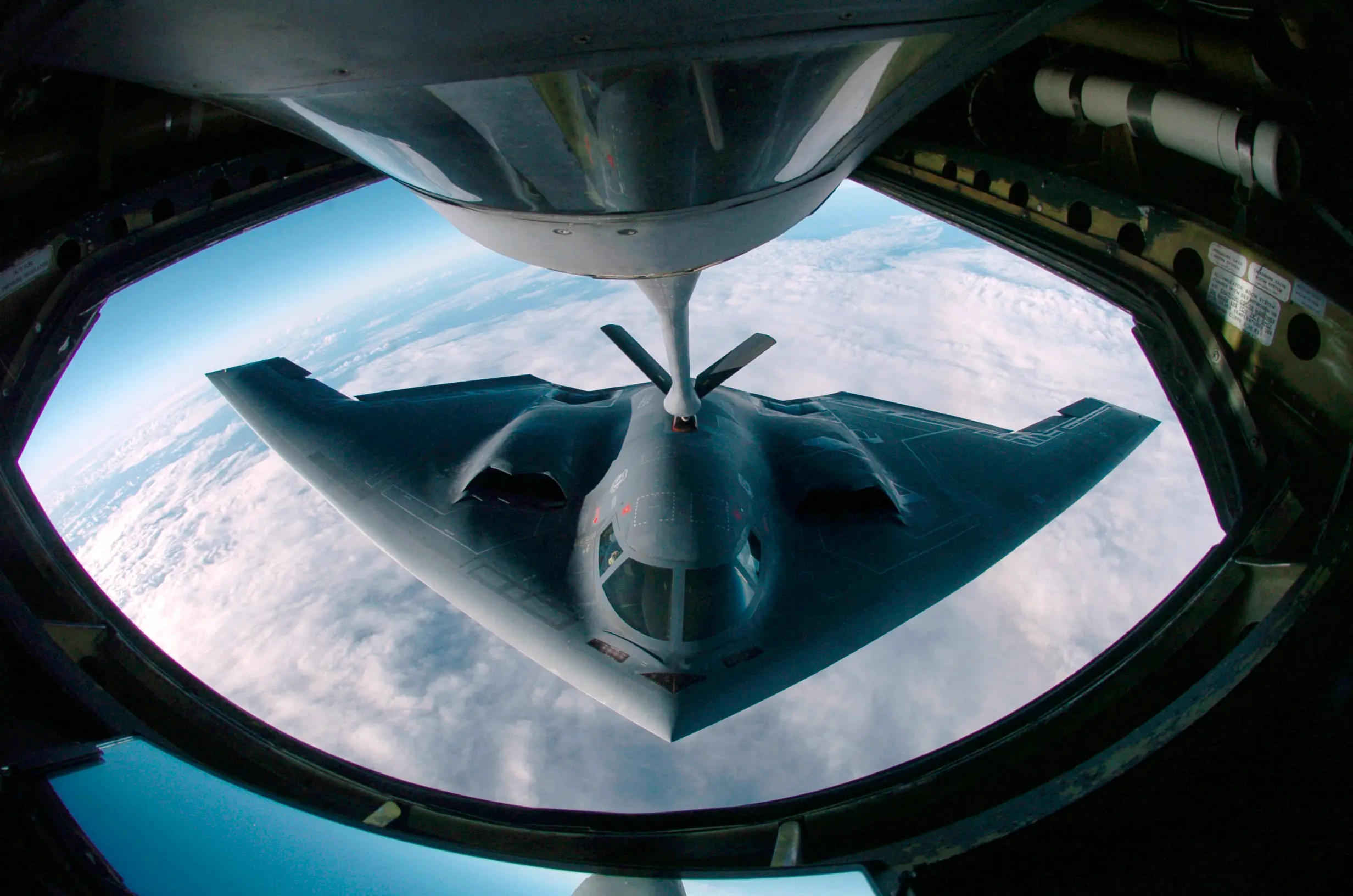 A B-2 Spirit multi-role bomber conducting air refuelling operations | AFP