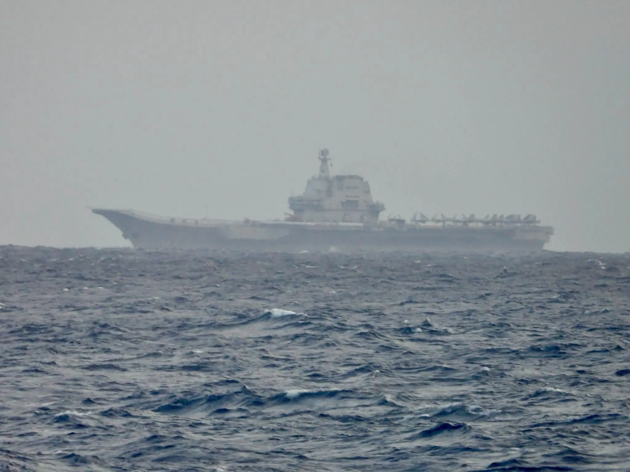 File Image: China's Shandong aircraft carrier sailing near Taiwan on Monday, March 31, 2025. (Taiwan Ministry of National Defense via AP,File)