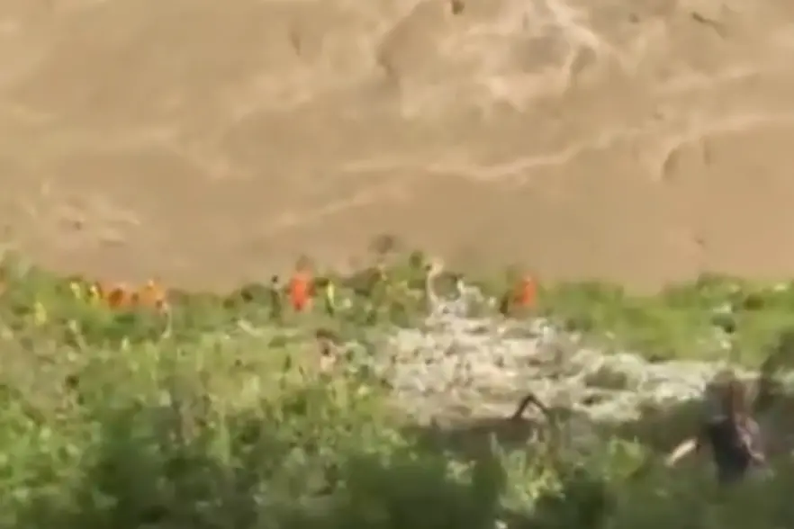 Screengrab of a video showing rescue operation underway near the river | ANI