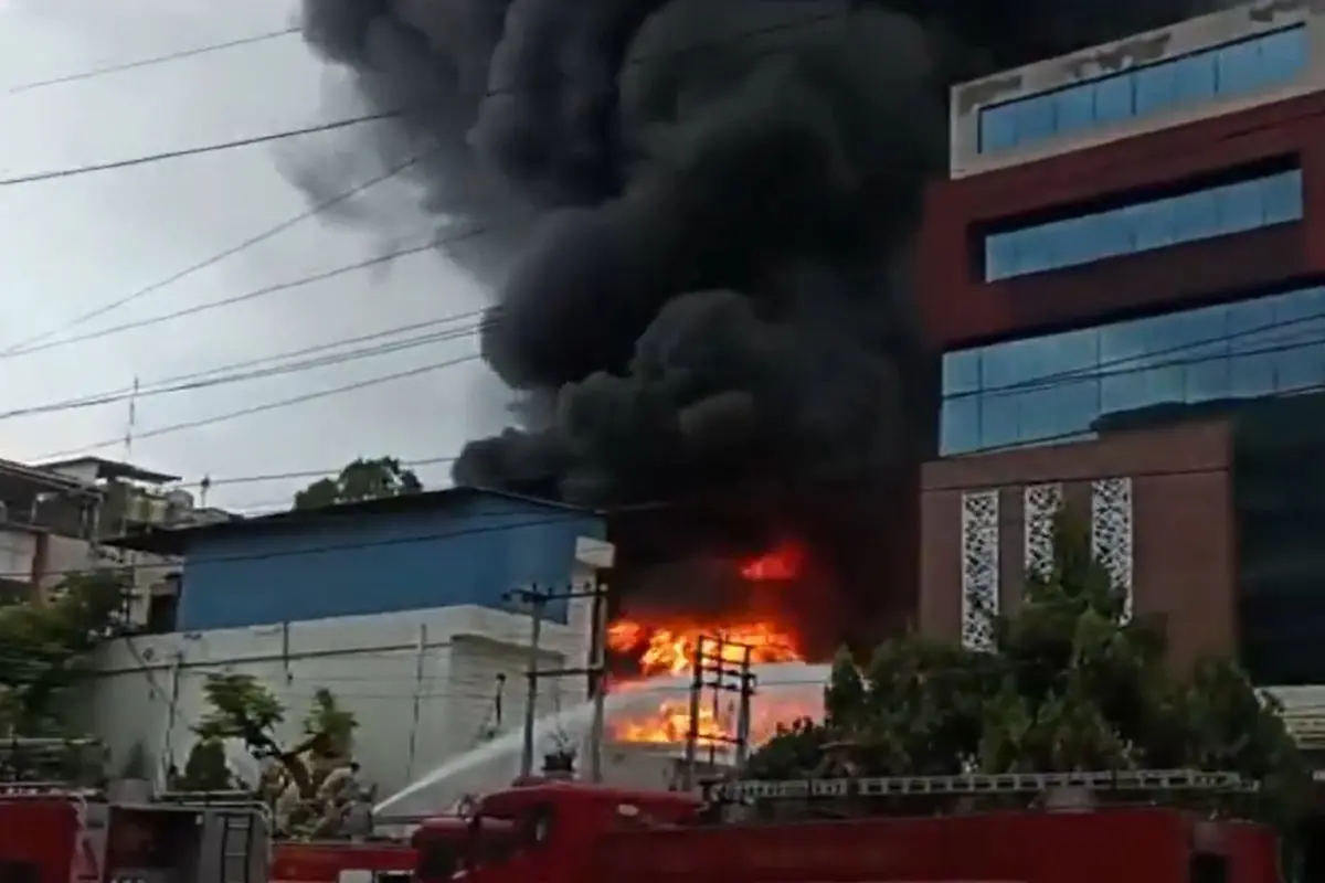 Massive fire at Noida building | Photo: Screen grab X/ANI