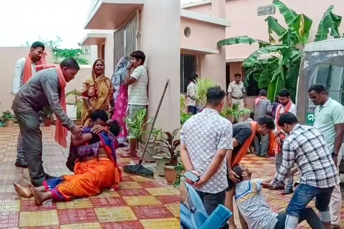 Family members of a victim mourn at a hospital after a stampede near Shree Gundicha Temple, in Puri, Odisha.