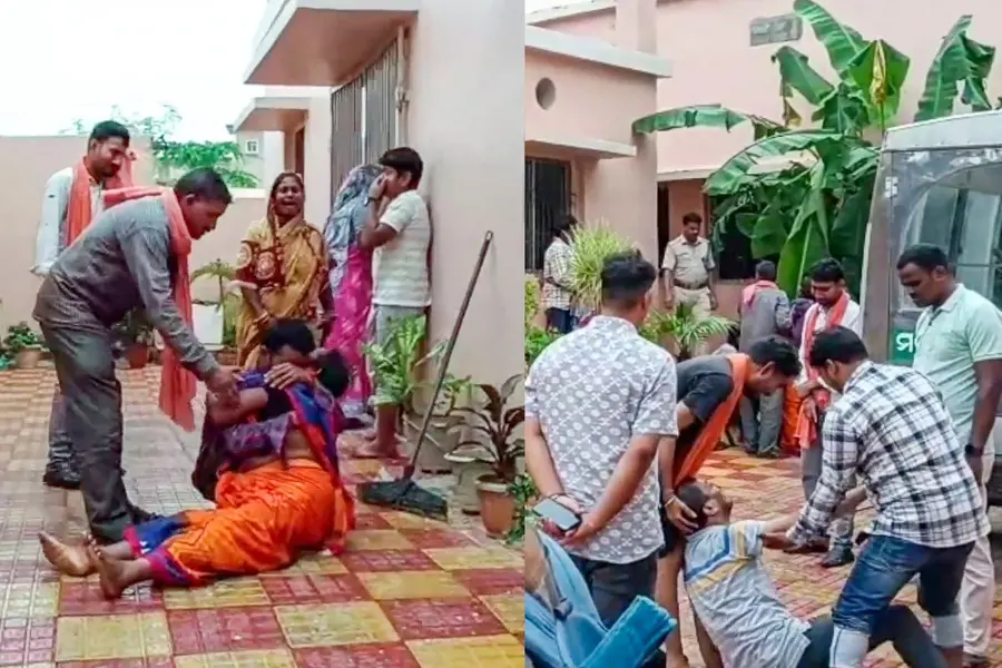 Family members of a victim mourn at a hospital after a stampede near Shree Gundicha Temple, in Puri, Odisha.