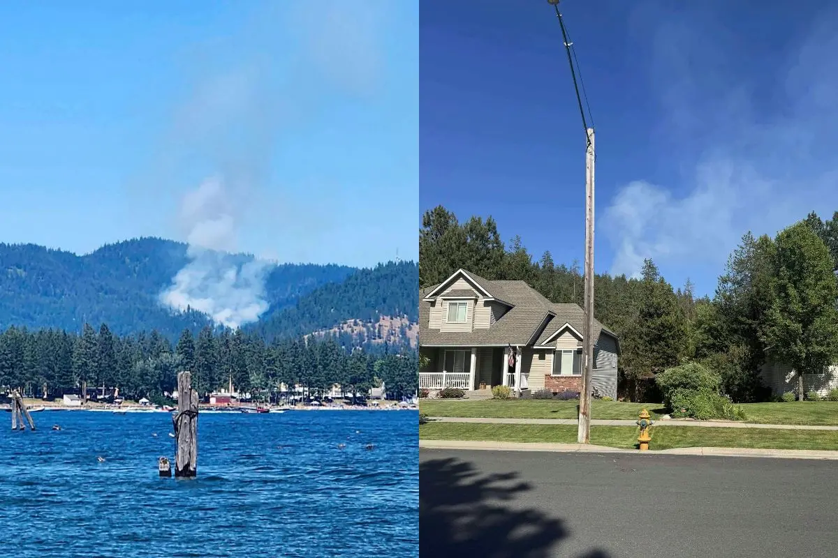 Smoke rises from a fire near Coeur d'Alene, Idaho, where responding firefighters were shot on Sunday (Photo: AP)