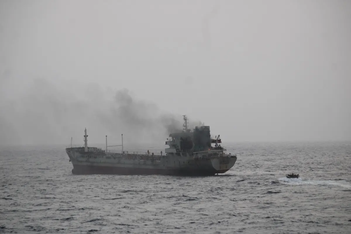 Fire aboard distressed vessel in Gulf of Oman