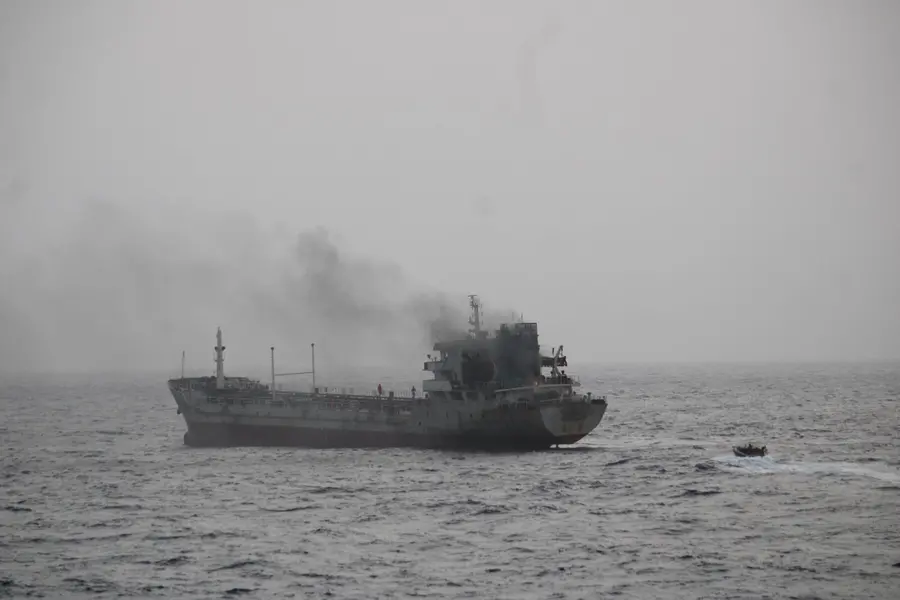Fire aboard distressed vessel in Gulf of Oman