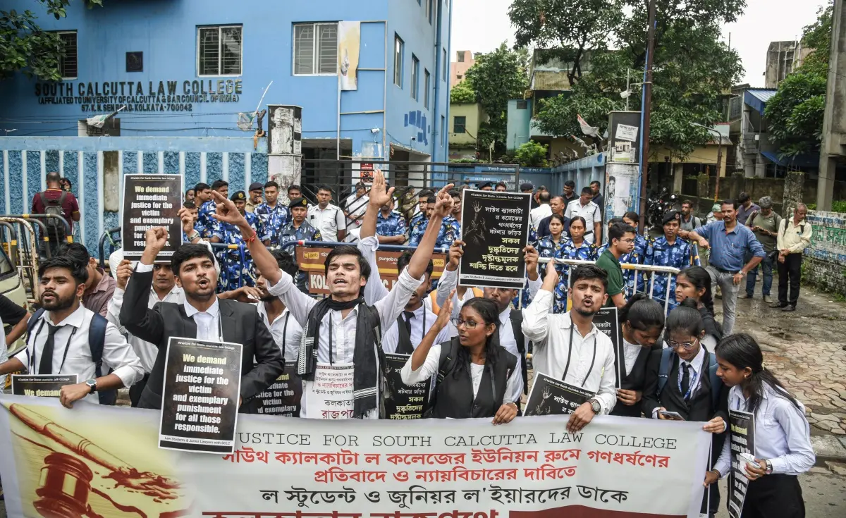 Students stage a protest demanding immediate justice in the alleged gang rape case | Photo: ANI