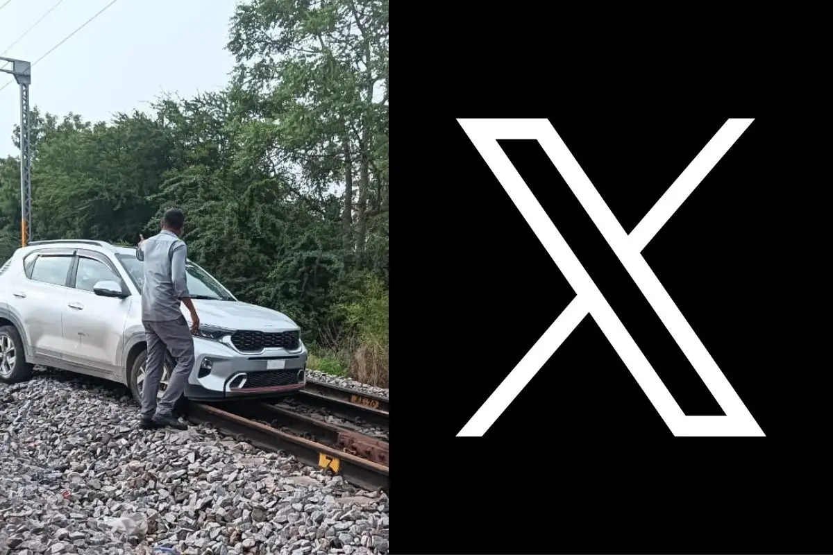 Car on track, X logo