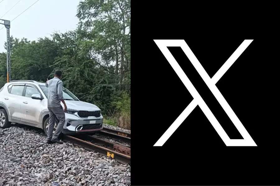 Car on track, X logo